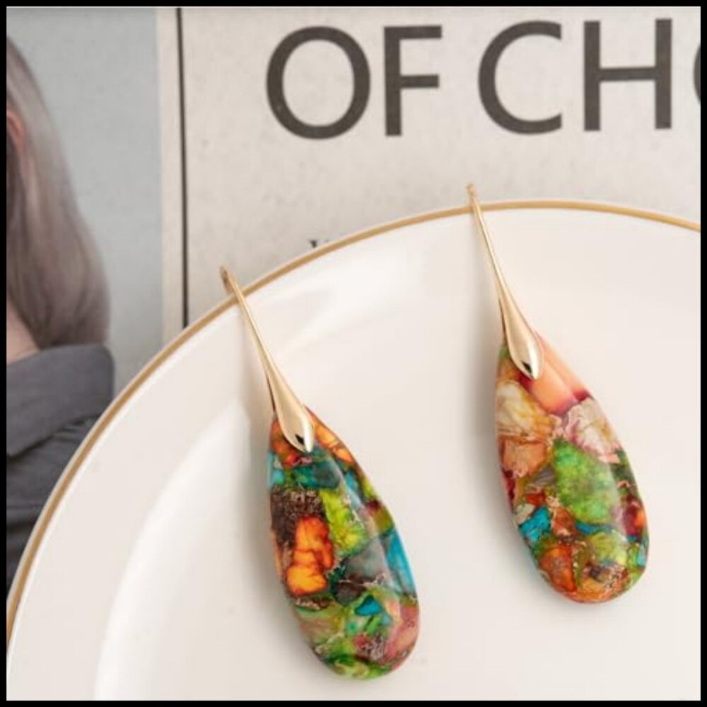 Statement Dangle Drop Earrings Gold Silver Healin… - image 4